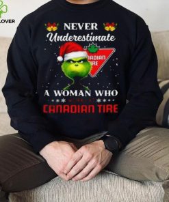 Grinch never underestimate a woman works at canadian tire t shirt