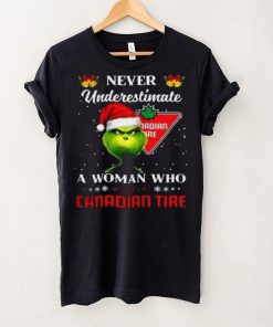 Grinch never underestimate a woman works at canadian tire t shirt