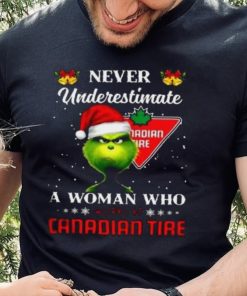 Grinch never underestimate a woman works at canadian tire t shirt