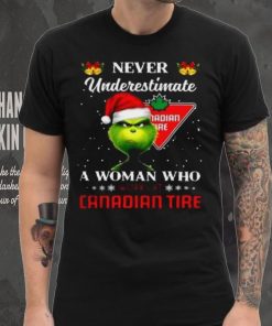 Grinch never underestimate a woman works at canadian tire t shirt