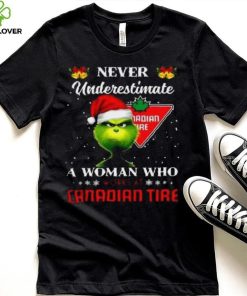 Grinch never underestimate a woman works at canadian tire t shirt