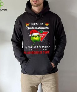 Grinch never underestimate a woman works at canadian tire t shirt