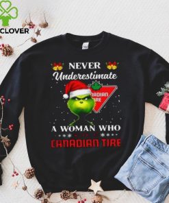 Grinch never underestimate a woman works at canadian tire t shirt
