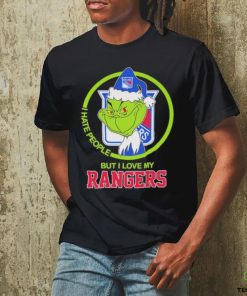 Grinch santa I hate people but I love my Rangers logo christmas shirt