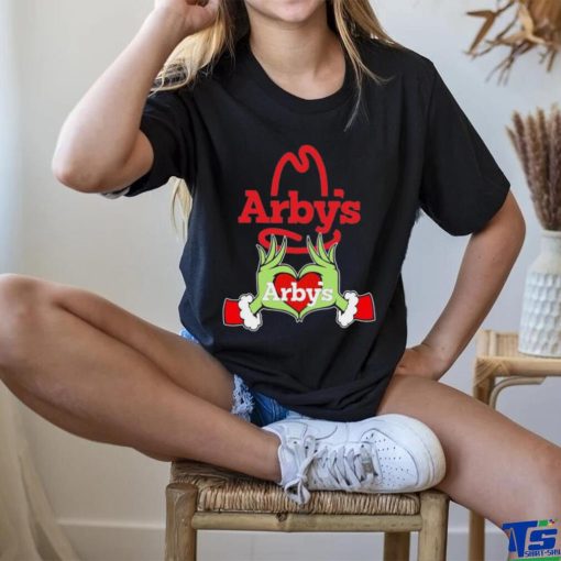 Grinch santa love Arby’s logo christmas hoodie, sweater, longsleeve, shirt v-neck, t-shirt