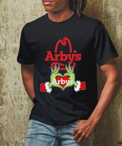 Grinch santa love Arby’s logo christmas hoodie, sweater, longsleeve, shirt v-neck, t-shirt