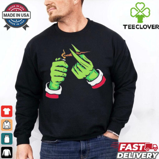 Grinch smoking cannabis Christmas T Shirt