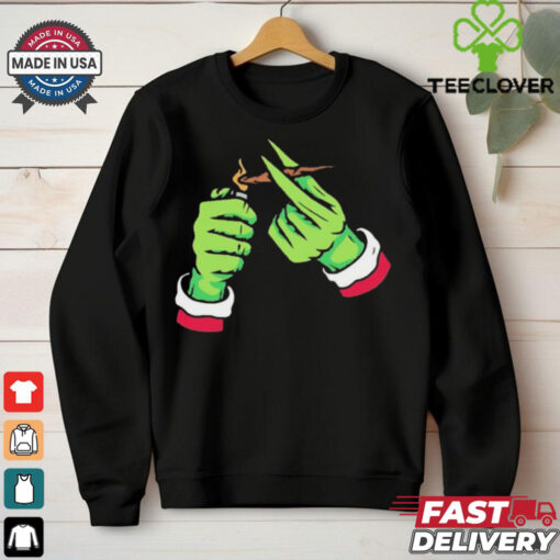 Grinch smoking cannabis Christmas T Shirt