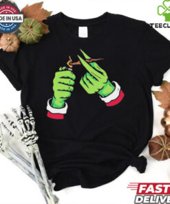 Grinch smoking cannabis Christmas T Shirt