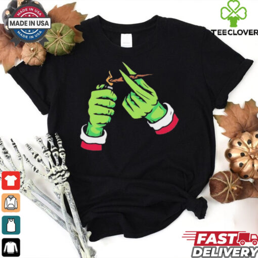 Grinch smoking cannabis Christmas T Shirt