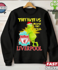 Grinch stands lean on Liverpool FC they hate us because in’t us Christmas shirt