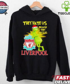 Grinch stands lean on Liverpool FC they hate us because in’t us Christmas hoodie, sweater, longsleeve, shirt v-neck, t-shirt