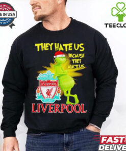 Grinch stands lean on Liverpool FC they hate us because in’t us Christmas hoodie, sweater, longsleeve, shirt v-neck, t-shirt