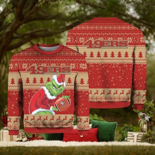 Grnch 49ers Santa Hat Ugly Christmas Sweater