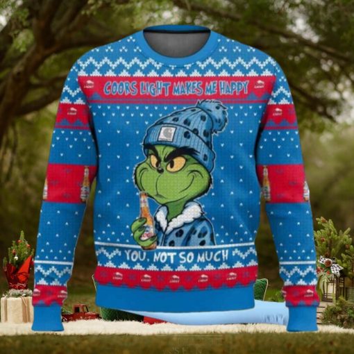 Grnch Coors Light Makes Me Happy Ugly Christmas Sweater