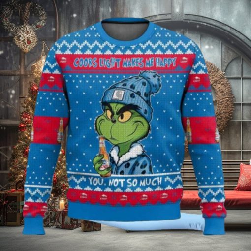 Grnch Coors Light Makes Me Happy Ugly Christmas Sweater