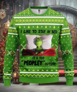 Grnch I Like To Stay In Bed Ugly Christmas Sweater