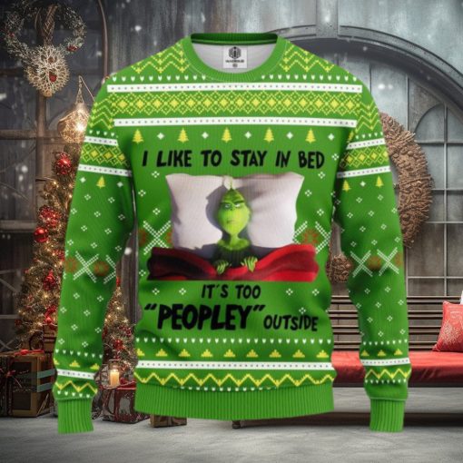Grnch I Like To Stay In Bed Ugly Christmas Sweater