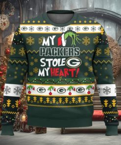 Grnch My Packers Stole My Heart Football Ugly Christmas Sweater