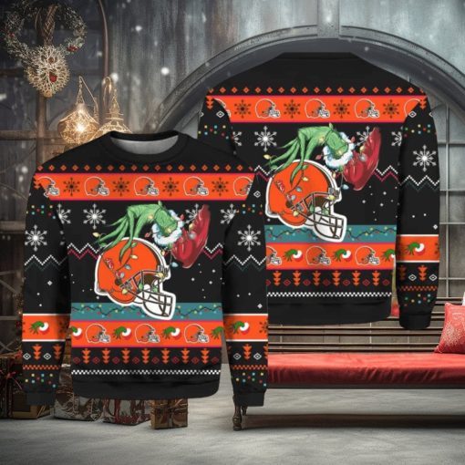 Grnch Stole Cleveland Browns Ugly Christmas Sweater