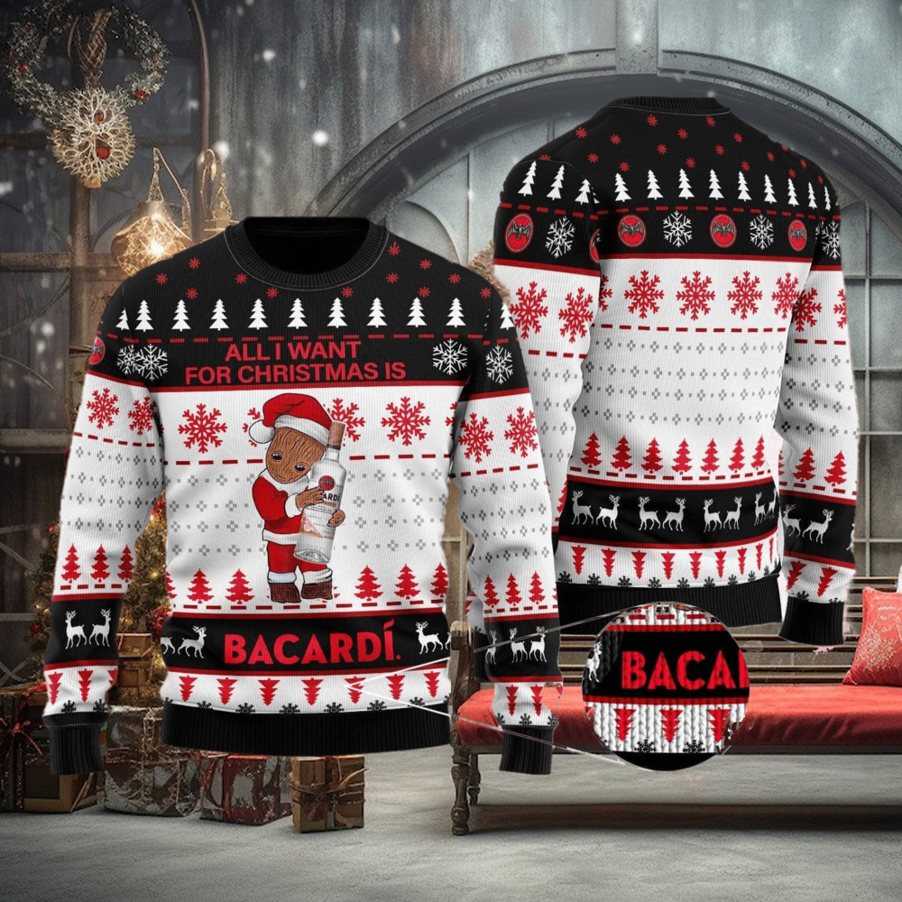Groot All I Need For Christmas Is Bacardi Ugly Christmas Sweater For Men And Women Gift Groot All I Need For Christmas Is Bacardi Ugly Christmas Sweater For Men And Women Gift