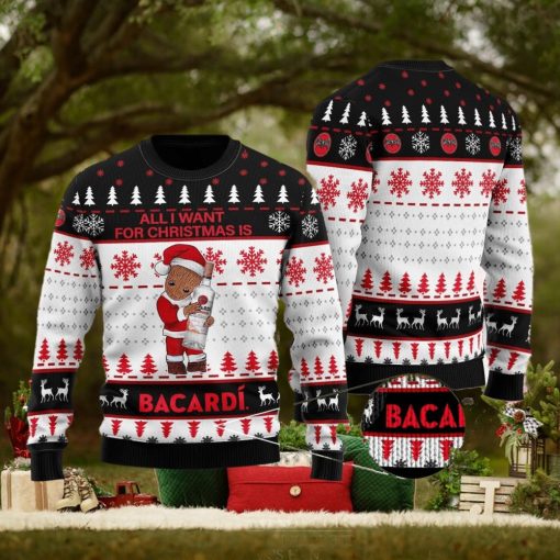 Groot All I Need For Christmas Is Bacardi Ugly Christmas Sweater For Men And Women Gift