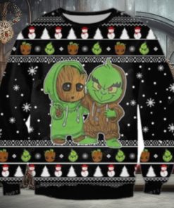Groot And Grinch Funny Knitting Pattern For Ugly Sweater