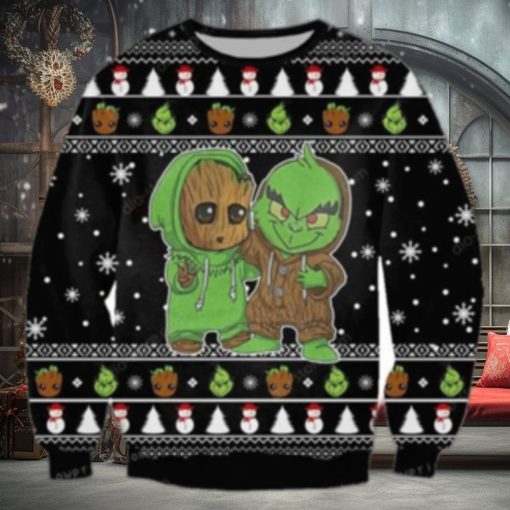 Groot And Grinch Funny Knitting Pattern For Ugly Sweater