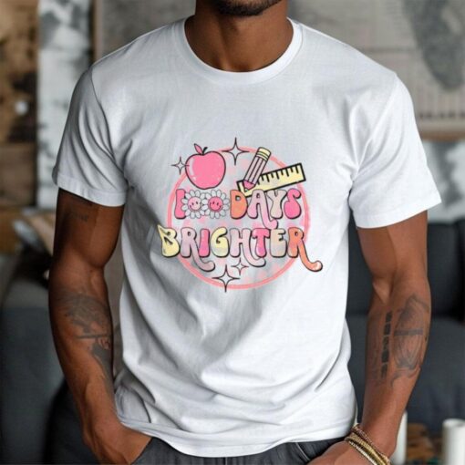 Groovy 100 Days Brighter Teacher Appreciation Shirt