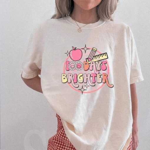 Groovy 100 Days Brighter Teacher Appreciation Shirt