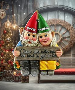 Grow Old With Me, The Best Is Yet To Be, Couple Gift, Personalized Acrylic Ornament, Old Garden Gnome Couple Ornament, Christmas Gift