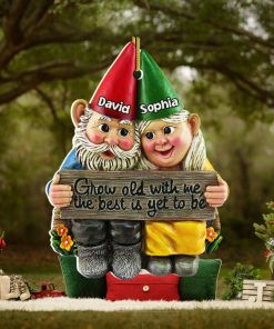 Grow Old With Me, The Best Is Yet To Be, Couple Gift, Personalized Acrylic Ornament, Old Garden Gnome Couple Ornament, Christmas Gift