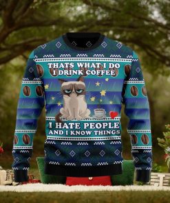 Grumpy Cat Coffee Ugly Christmas Sweater Gift Men Women