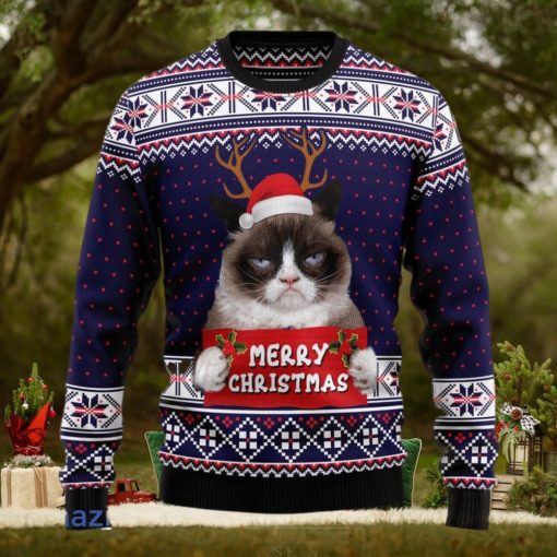 Grumpy Cat Merry Christmas Xmas Santa Hat 3D Sweater Gift For Christmas Matching Family Shirts For Christmas