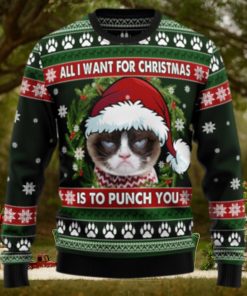 Grumpy Cat Punch You TY2010 Ugly Christmas Sweater