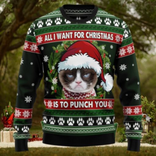 Grumpy Cat Punch You TY2010 Ugly Christmas Sweater