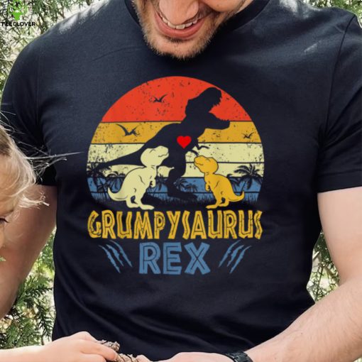 Grumpy Saurus T Rex Dinosaur Grumpy 2 kids Family Matching T Shirt