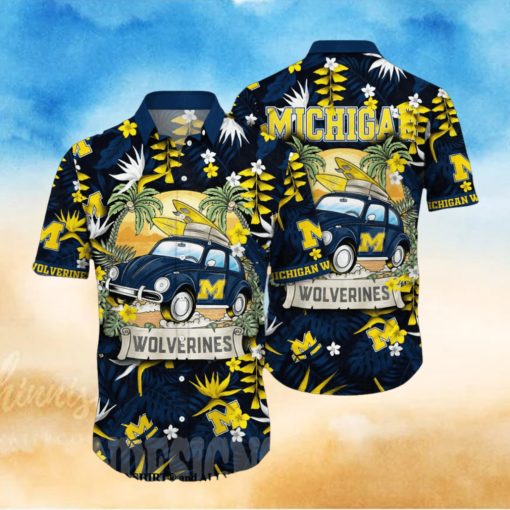 Michigan Wolverines NCAA Floral 3D Full Print Hawaiian Shirt
