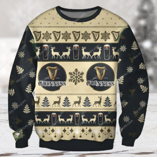 Guinness Beer Reindeer Ugly Christmas Sweater 3D Shirt