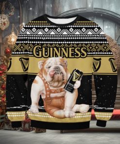 Guinness Bulldog Galaxy Background Ugly Christmas Sweater