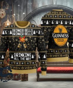 Guinness Drinker Bells Drinking All The Way Christmas Ugly Sweater