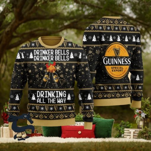 Guinness Drinker Bells Drinking All The Way Christmas Ugly Sweater