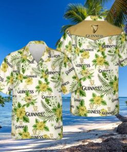 Guinness Hawaiian Shirt Bright Yellow And Green Flora Aloha Shirt