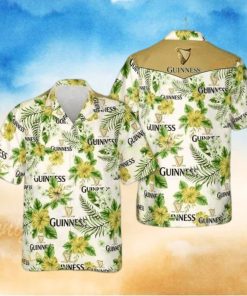 Guinness Hawaiian Shirt Bright Yellow And Green Flora Aloha Shirt