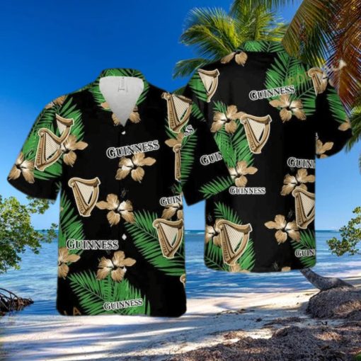 Guinness Hawaiian Shirt Hibiscus Flower Palm Leaf Gift For Beach Trip Aloha Shirt