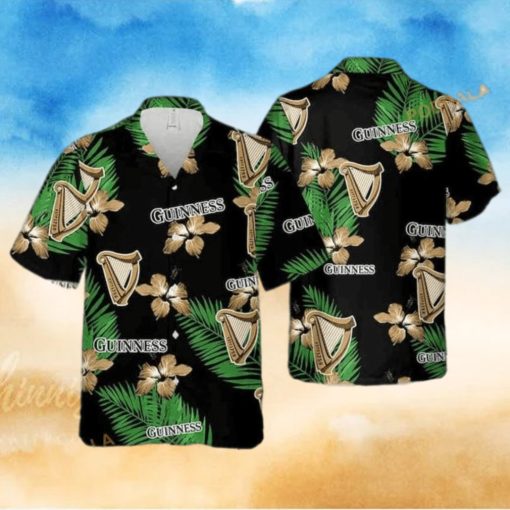 Guinness Hawaiian Shirt Hibiscus Flower Palm Leaf Gift For Beach Trip Aloha Shirt