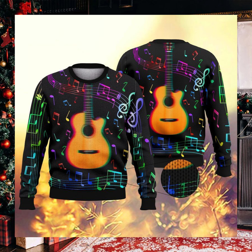 Guitar Colorful Music Symbols Ugly Christmas Sweater Guitar Colorful Music Symbols Ugly Christmas Sweater