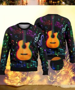 Guitar Colorful Music Symbols Ugly Christmas Sweater