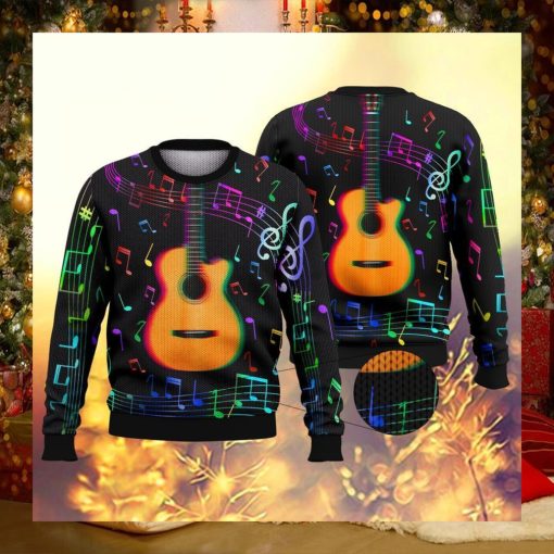 Guitar Colorful Music Symbols Ugly Christmas Sweater