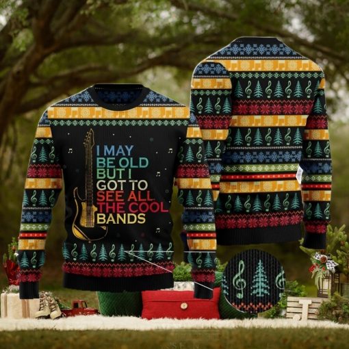 Guitar Old Vintage Christmas Gift Ugly Christmas Sweater Xmas Holiday